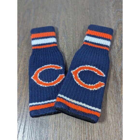 NFL Chicago Bears Knit Bottle Cooler Coozie Koozie SET OF TWO Navy Orange - Picture 1 of 2